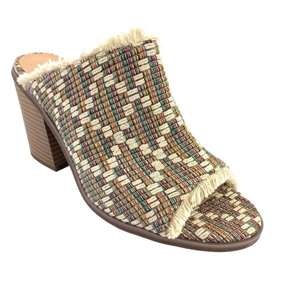 LONDON RAG Maya Multicolor Textile  Open Toe Mule Heels NWOB - Picture 2 of 11